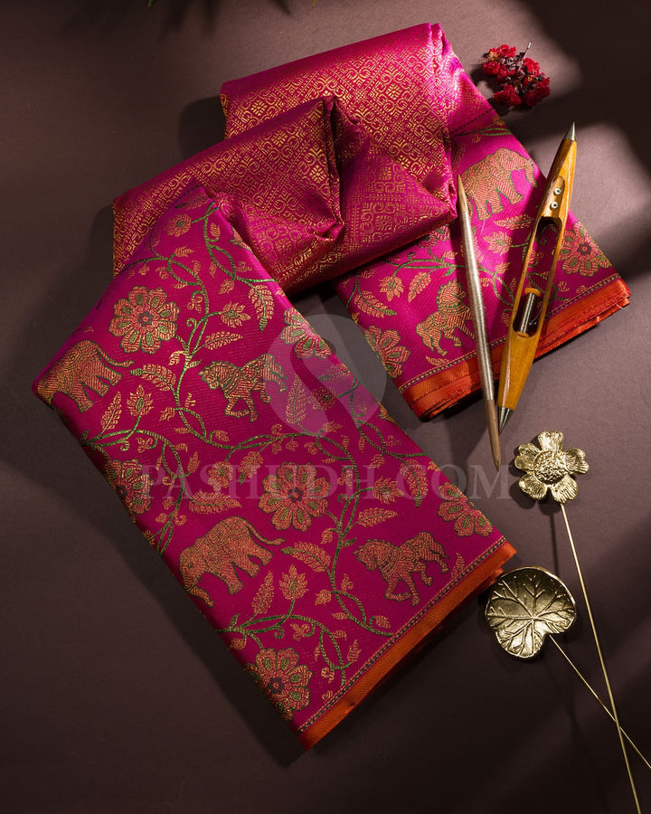 Rani Pink Bridal Kanjivaram Silk Saree-S1727(A)