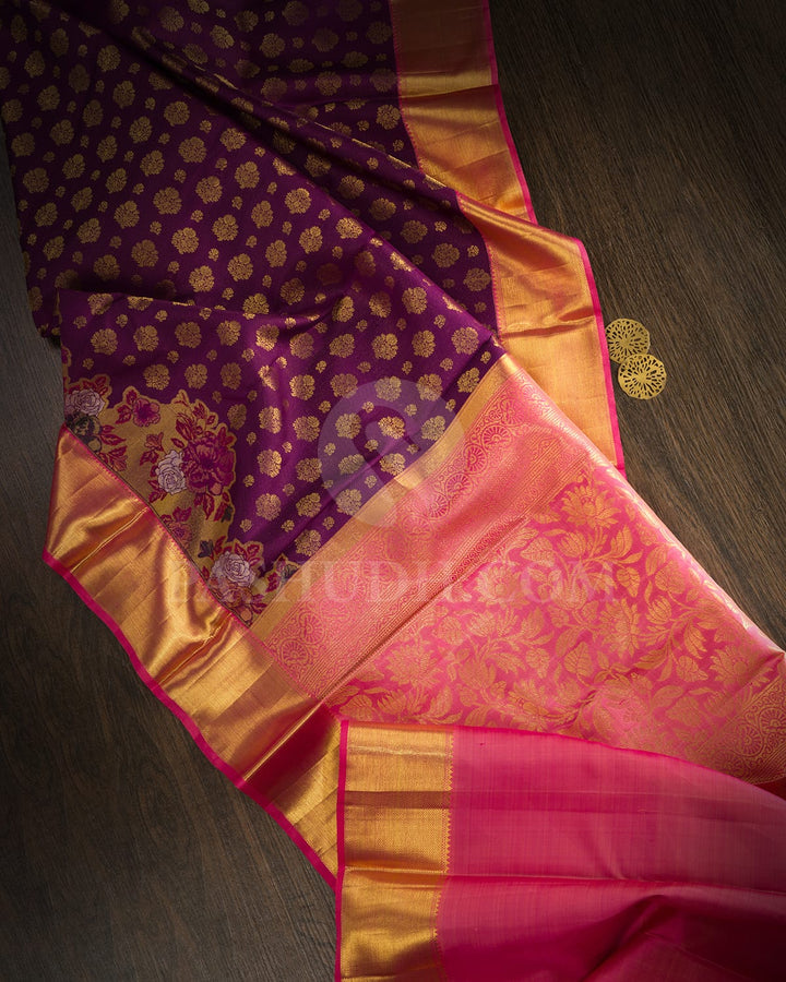 Violet And Rouge Pink Kanjivaram Silk Saree-S1721(A)