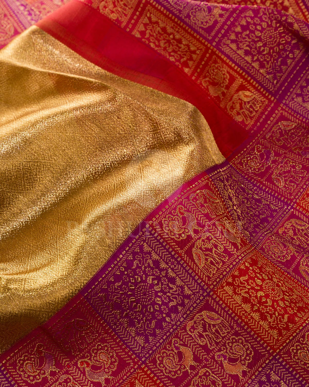 Antique Gold Tissue Shimmer With Multi Hued Kanjivaram Silk Saree-S1273(C)