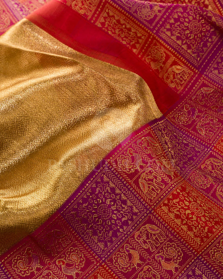 Antique Gold Tissue Shimmer With Multi Hued Kanjivaram Silk Saree-S1273(C)
