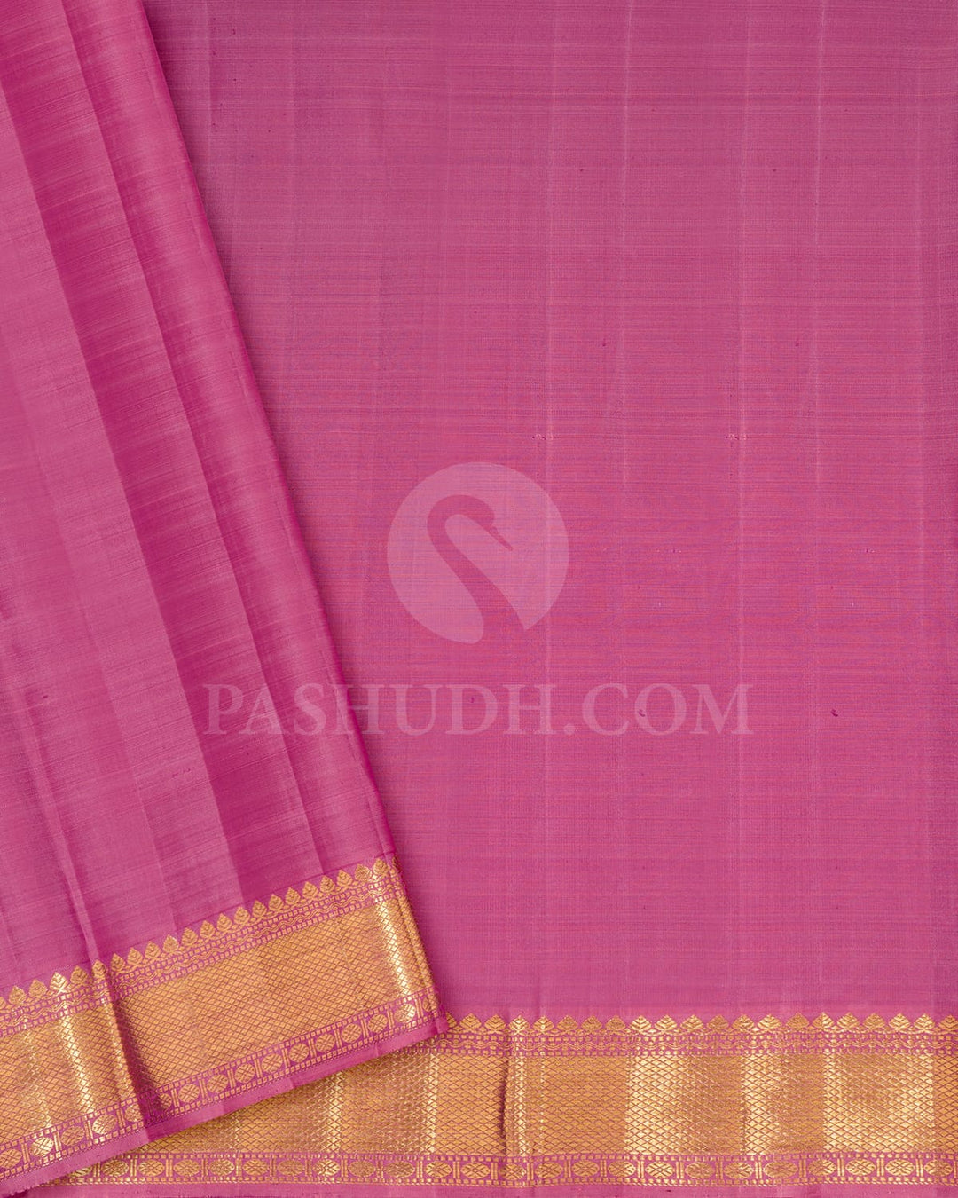 Lotus Pink With Cream Kanjivaram Silk Saree-S1703(B)