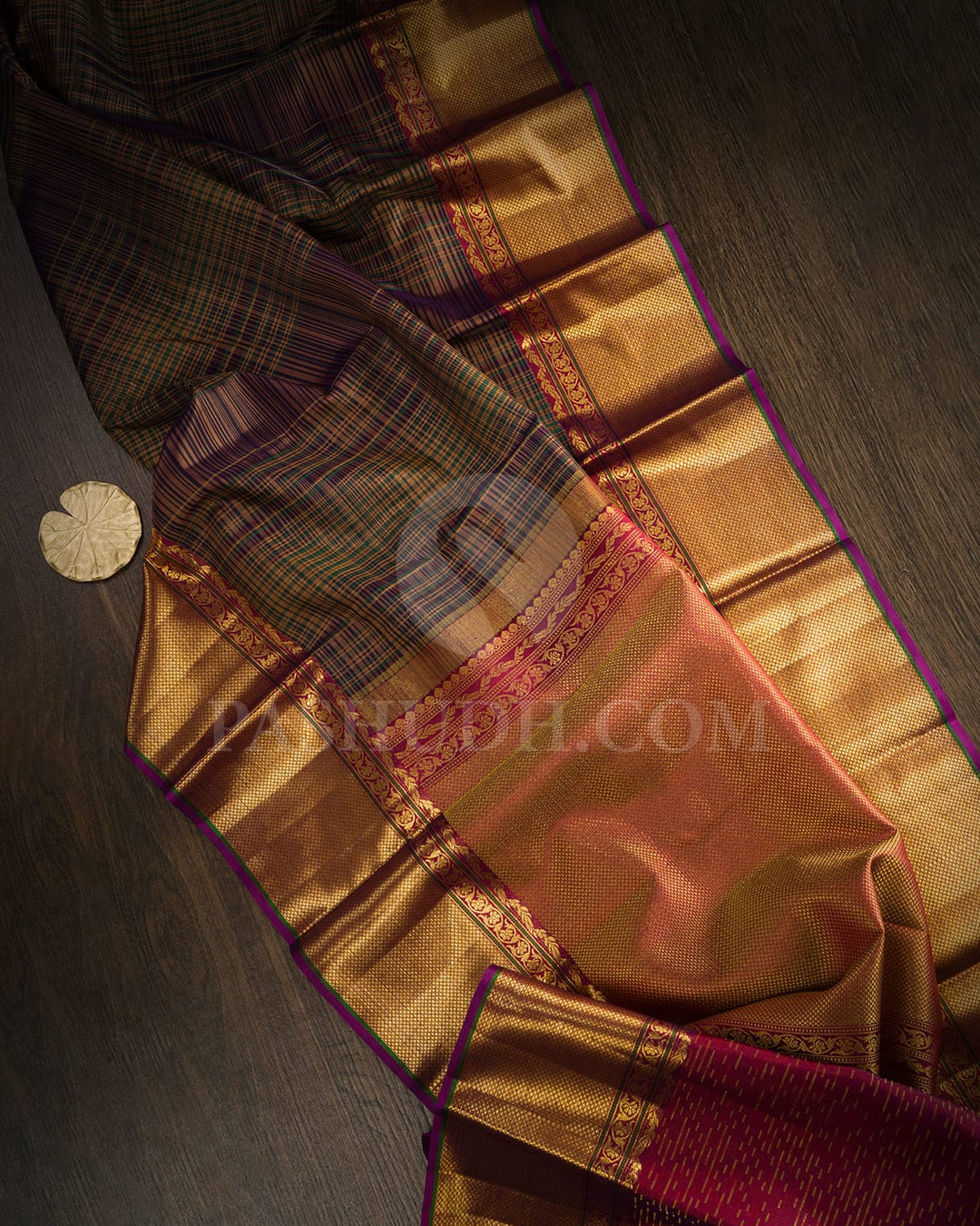 Dark Blue With Maroon Kanjivaram Silk Saree-D675(B)