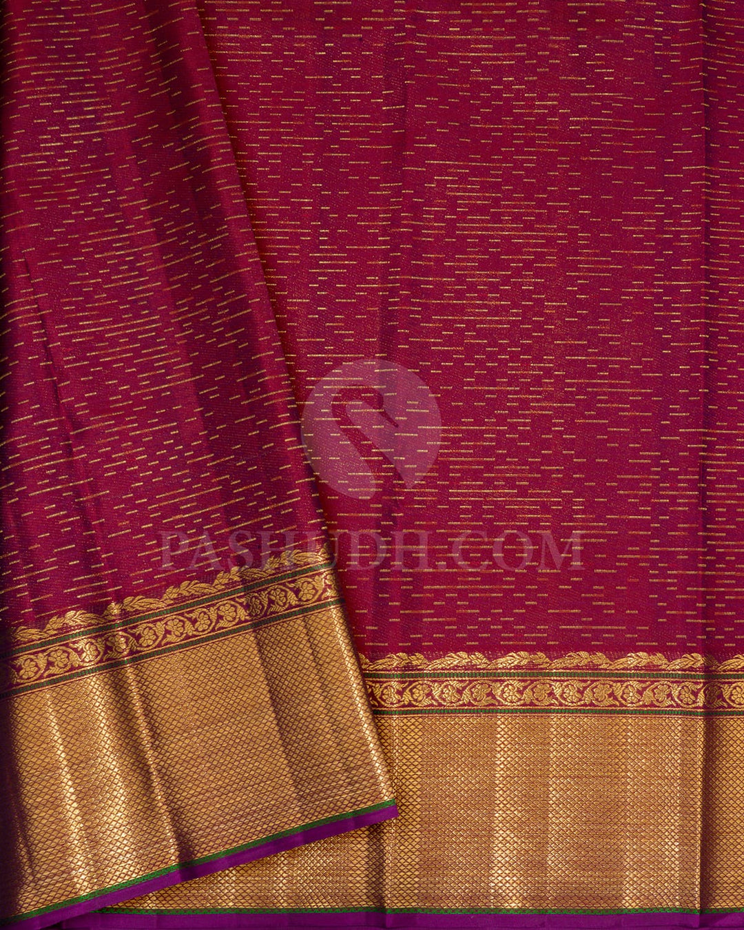 Dark Blue With Maroon Kanjivaram Silk Saree-D675(B)