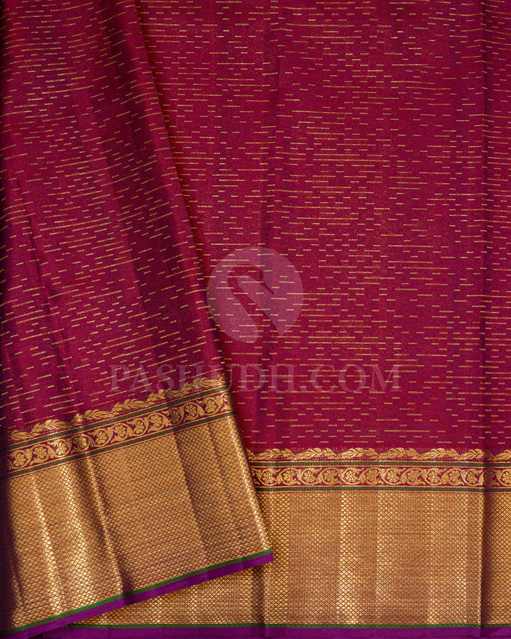 Dark Blue With Maroon Kanjivaram Silk Saree-D675(B)