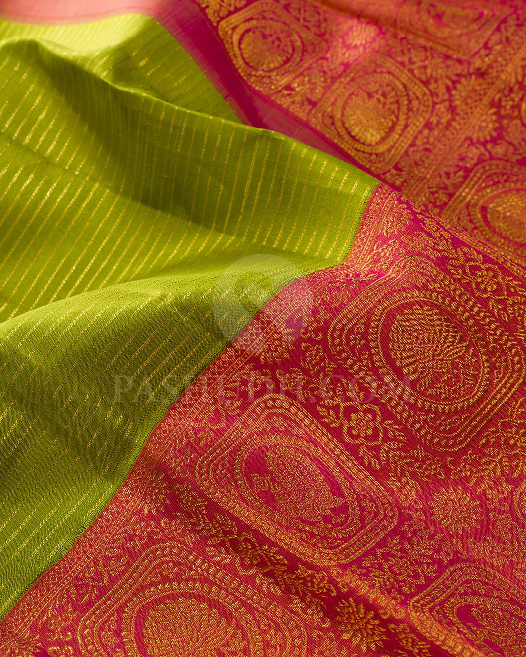 Fern Green And Rouge Pink Kanjivaram Silk Saree-S1735(A)
