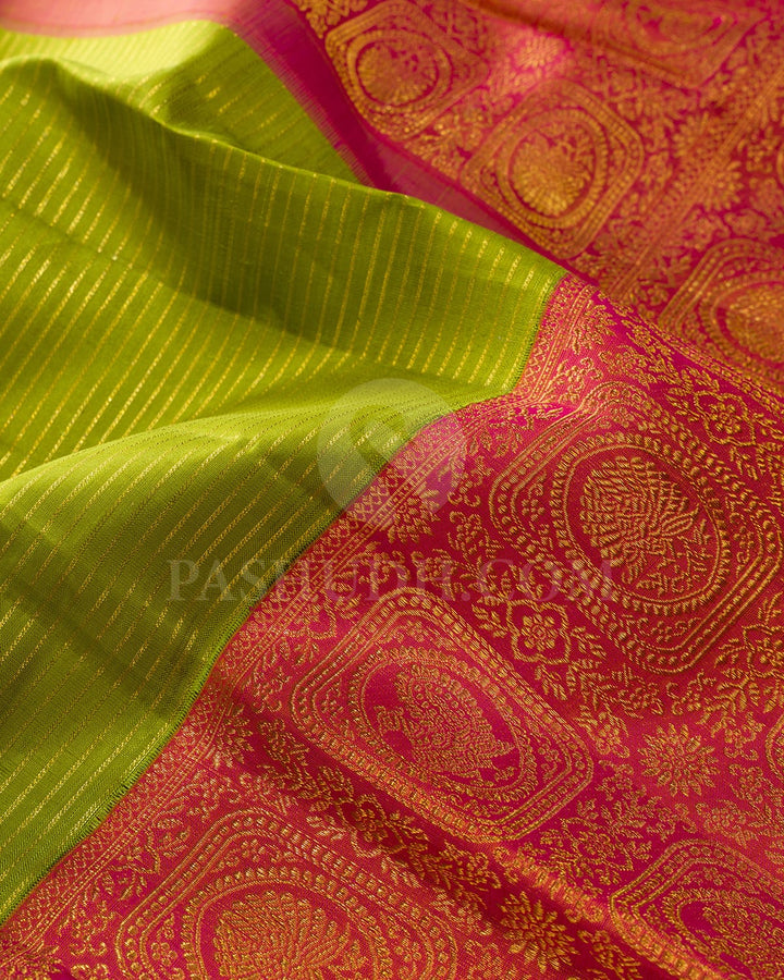 Fern Green And Rouge Pink Kanjivaram Silk Saree-S1735(A)