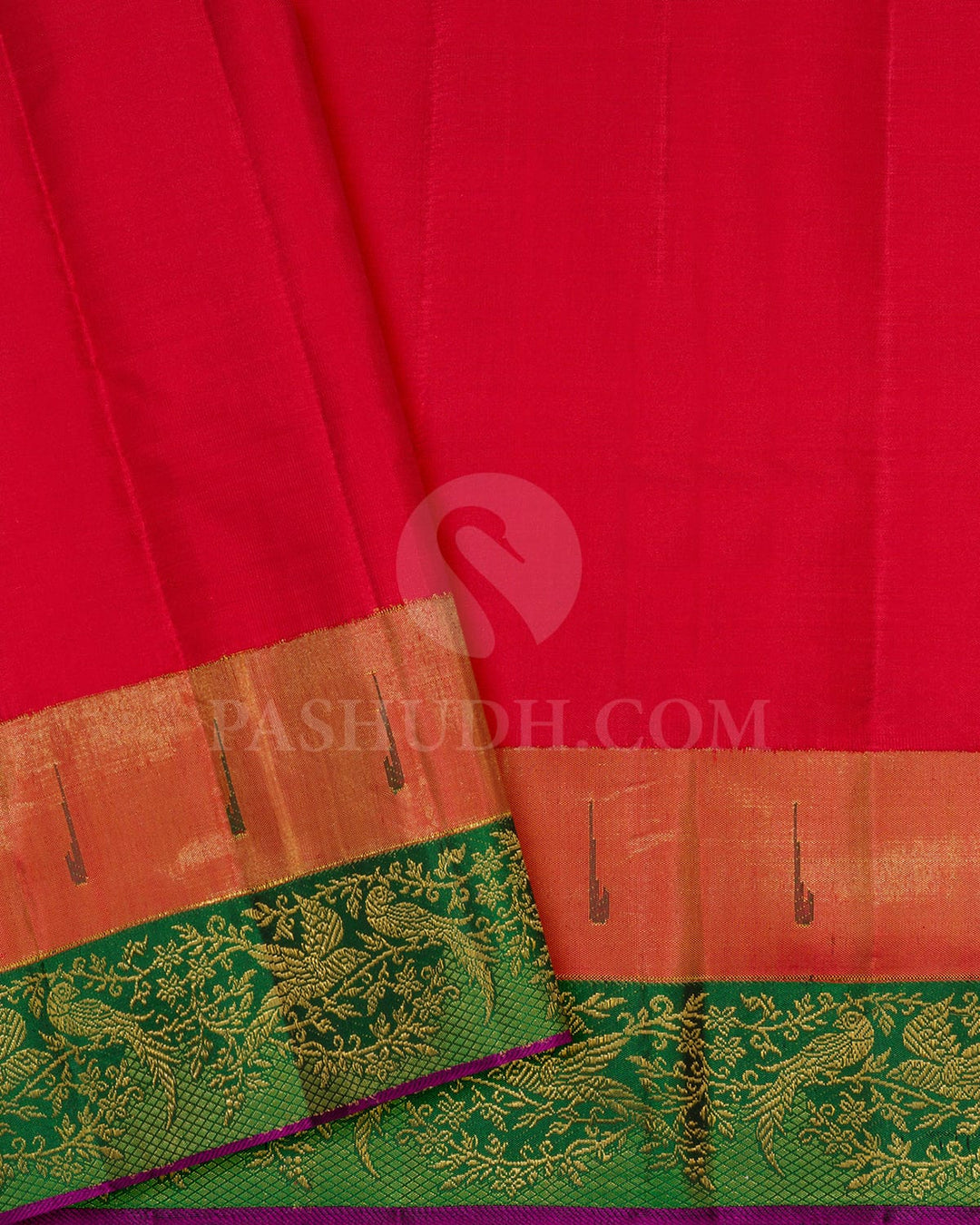 Yellow With Red And Green Kanjivaram Silk Saree-S1741(A)