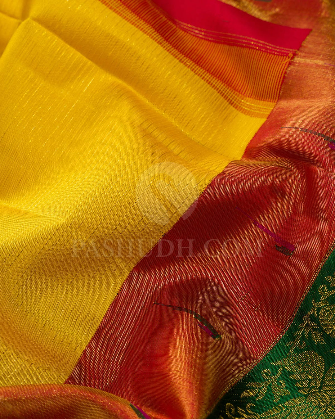 Yellow With Red And Green Kanjivaram Silk Saree-S1741(A)