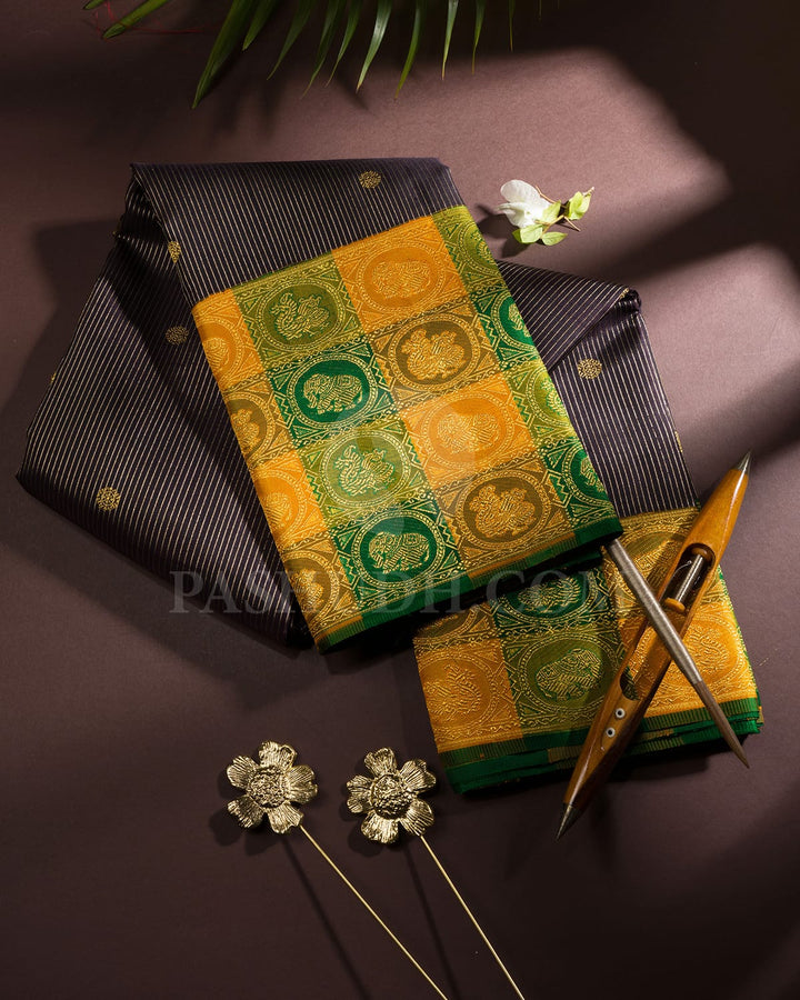 Aubergine Traditional Kanjivaram Silk Saree-S1619(B)