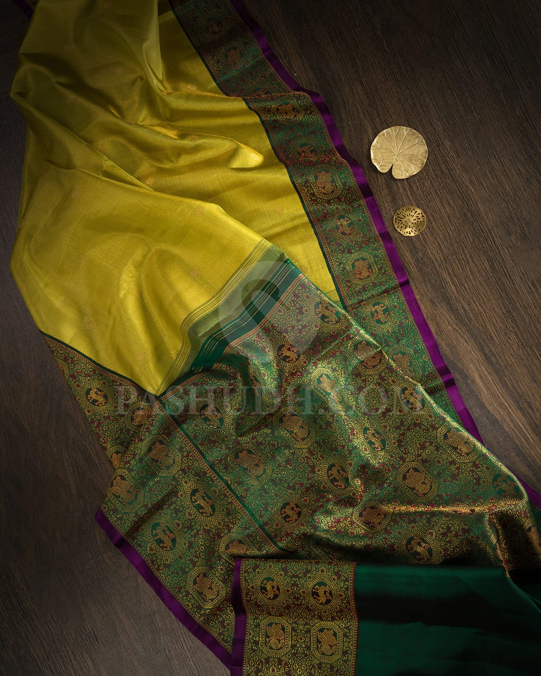 Parrot Green And Bottle Green Kanjivaram Silk Saree-S1674(C)