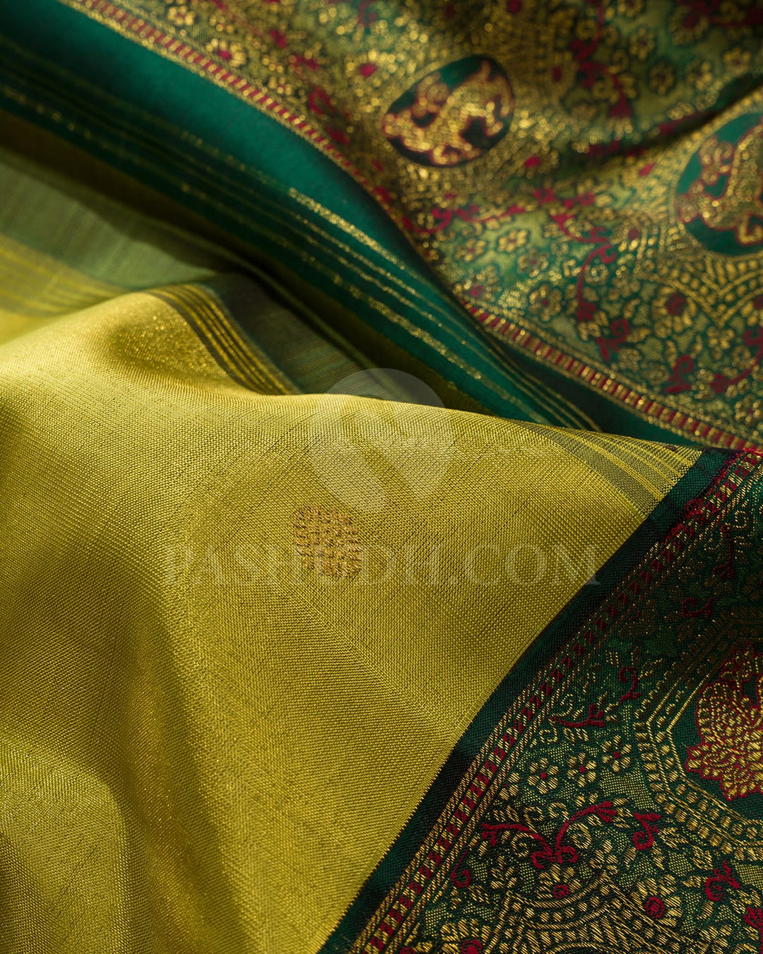 Parrot Green And Bottle Green Kanjivaram Silk Saree-S1674(C)