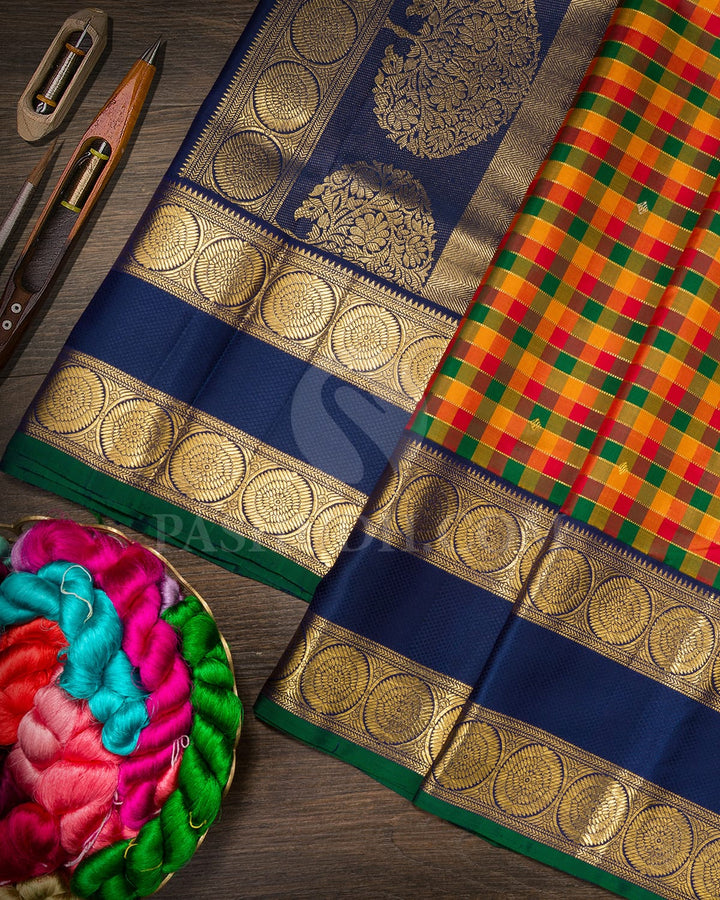 Multicolor Paalum Pazhamum Kanjivaram Silk Saree-S1725(A)
