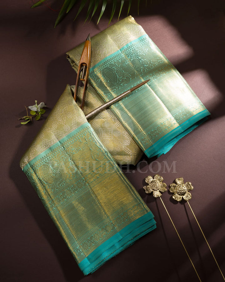Pastel Green Tissue Kanjivaram Silk Saree-SP406