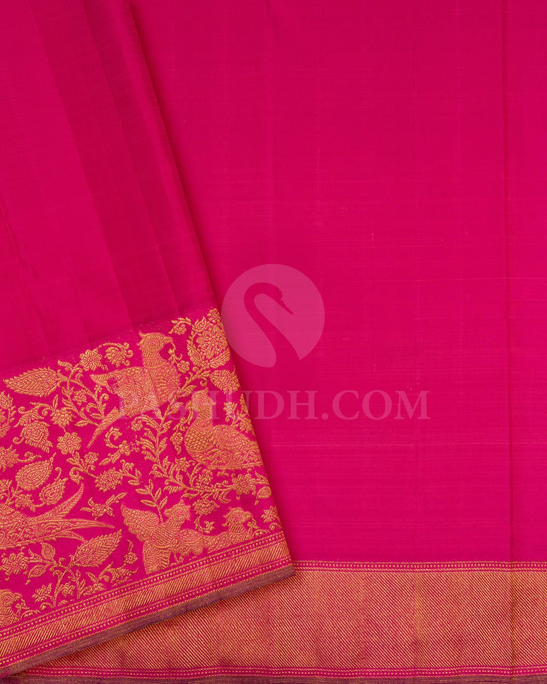 Seafoam Green With Cerise Pink Kanjivaram Silk Saree-S1405(I)
