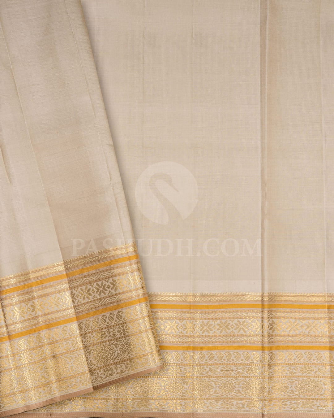Orange With Half White Kanjivaram Silk Saree-S1739(A)