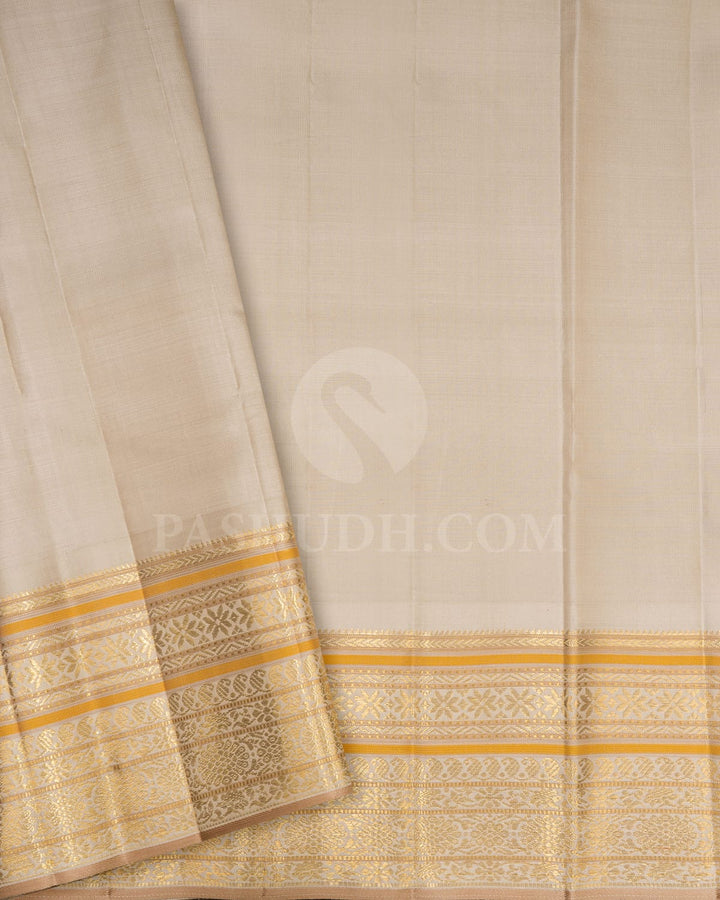 Orange With Half White Kanjivaram Silk Saree-S1739(A)