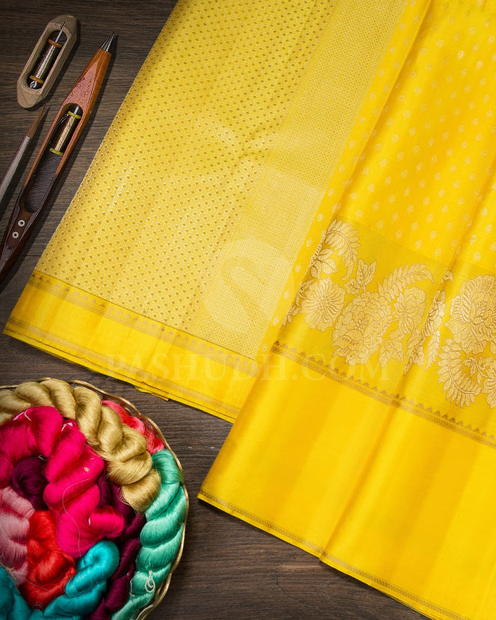 Bright Yellow Kanjivaram Silk Saree-D682(A)