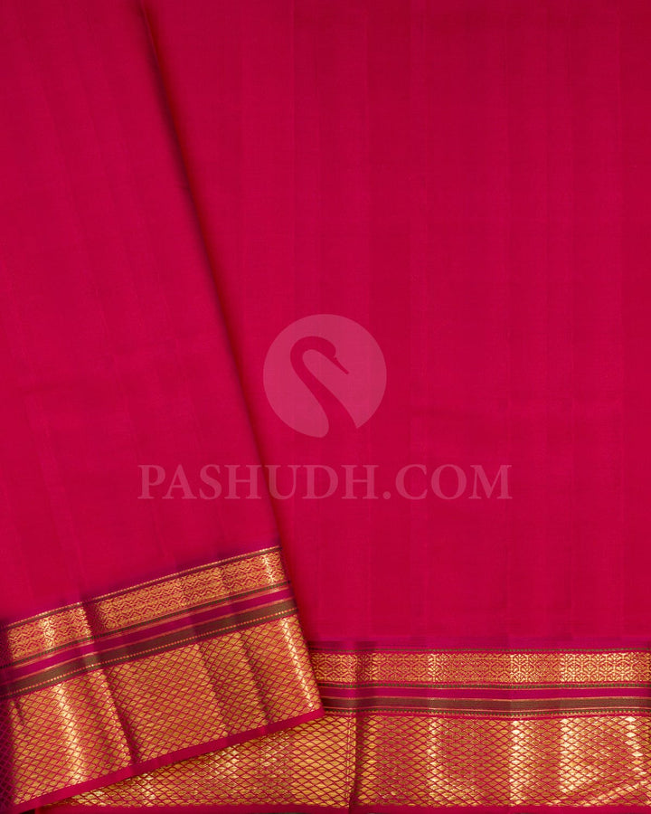 Orange With Cherry Pink Kanjivaram Silk Saree-D661(D)