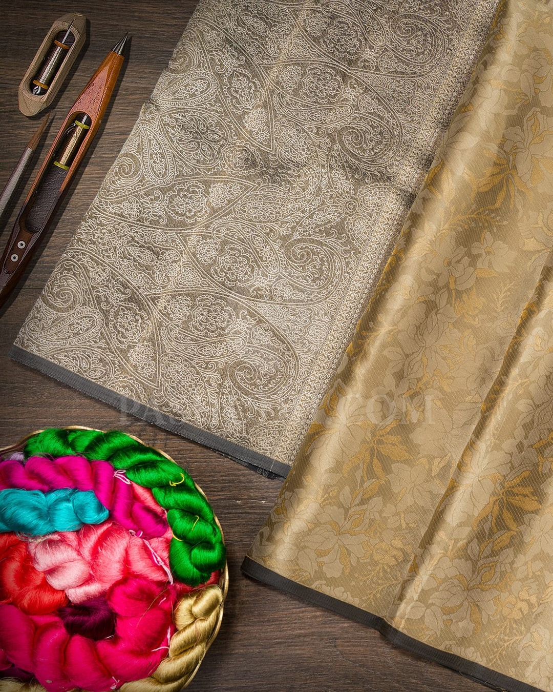 Artichoke Green Kanjivaram Silk Saree-DJ422(D)