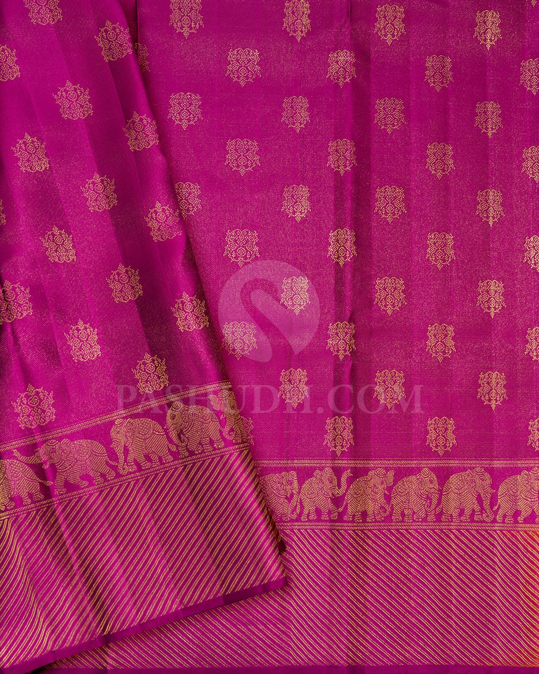 Dual Shaded Rust Orange Shot Magenta Kanjivaram Silk Saree-D666(C)