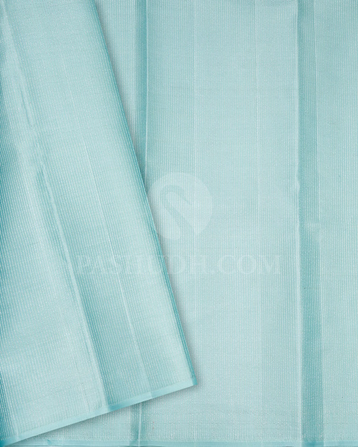 Pastel Shades Of Teal Blue Kanjivaram Silk Saree-DJ403(D)