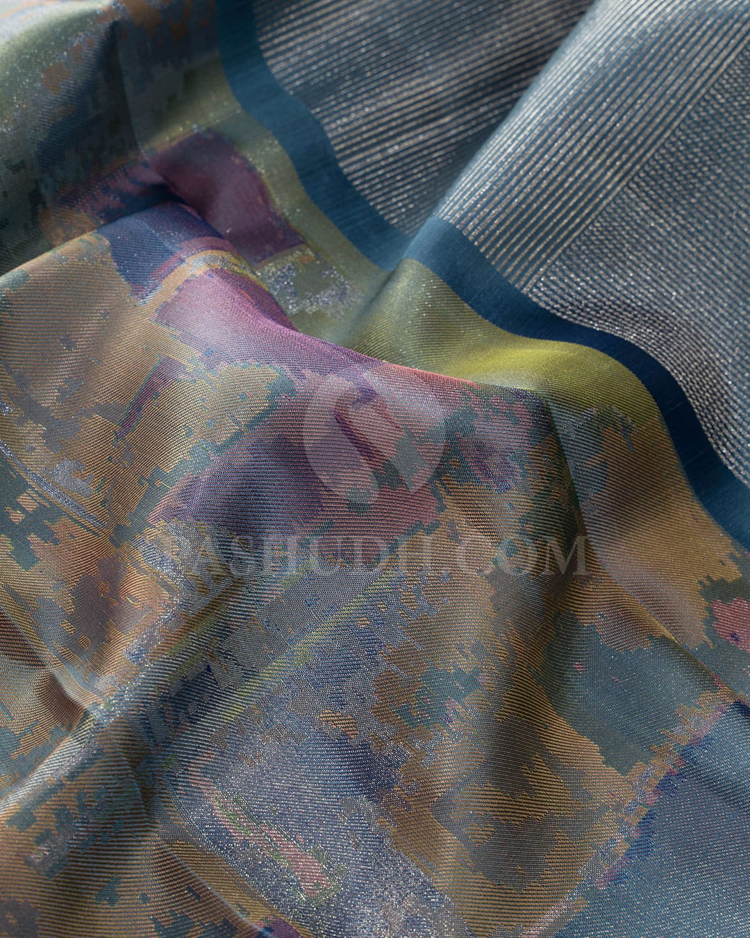 Pastel Shades Of Teal Blue Kanjivaram Silk Saree-DJ403(D)