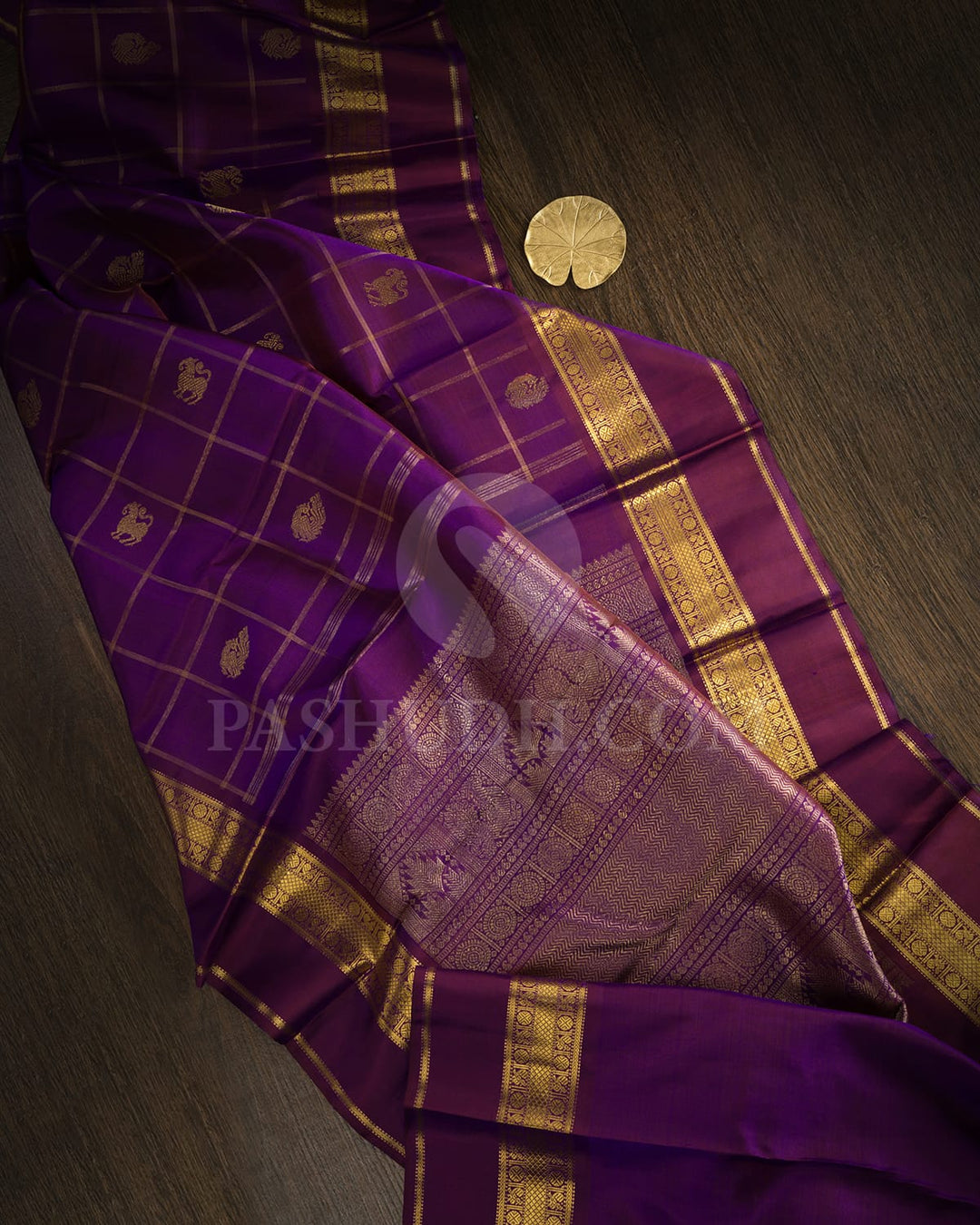 Voilet With Brown Pure Zari Kanjivaram Silk Saree-SP407