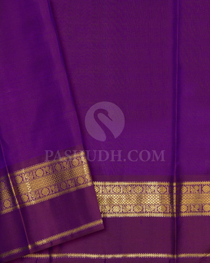 Voilet With Brown Pure Zari Kanjivaram Silk Saree-SP407