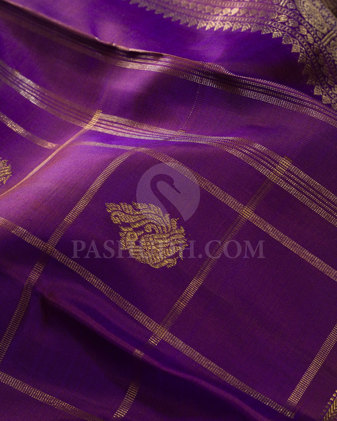 Voilet With Brown Pure Zari Kanjivaram Silk Saree-SP407