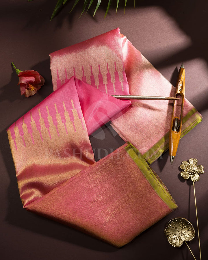 Watermelon Pink Paithani With Temple Border Kanjivaram Silk Saree-S1719(B)