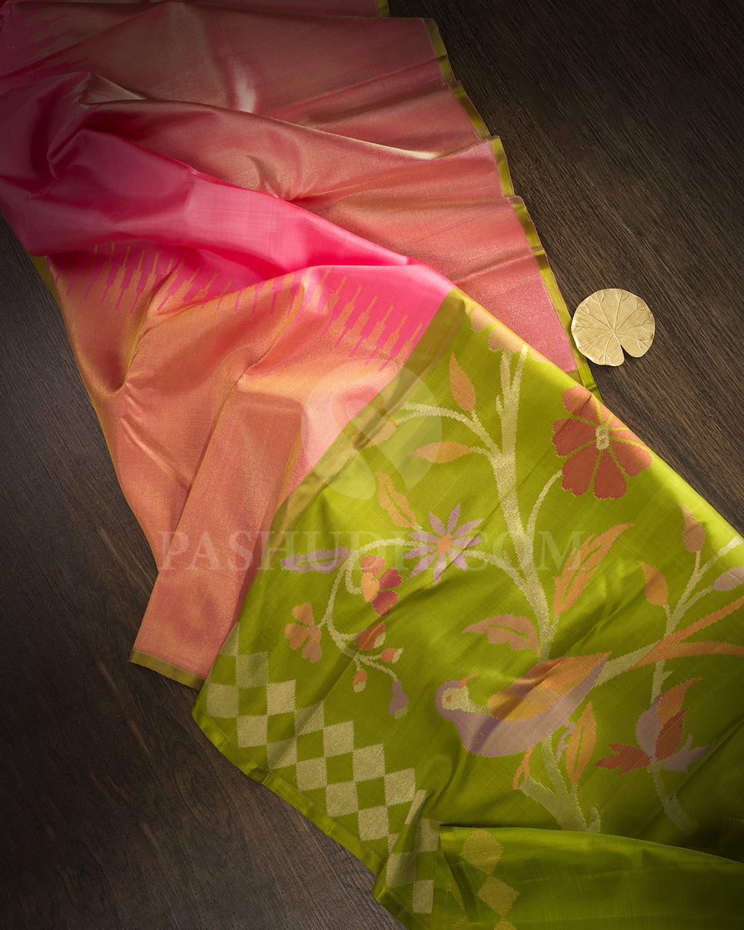 Watermelon Pink Paithani With Temple Border Kanjivaram Silk Saree-S1719(B)
