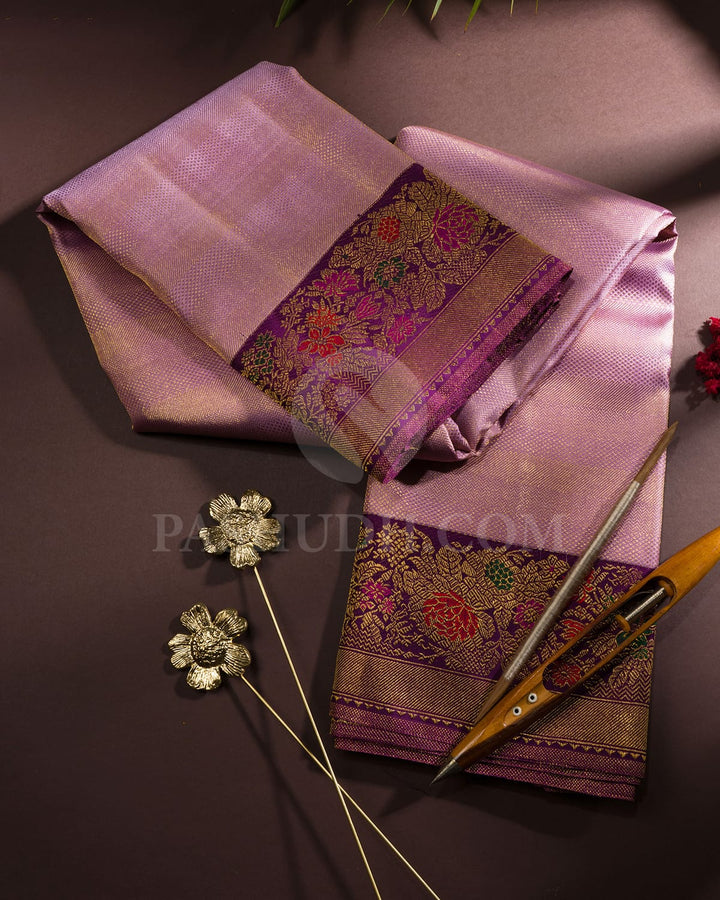 Lavender With Violet Kanjivaram Silk Saree-S1637(C)