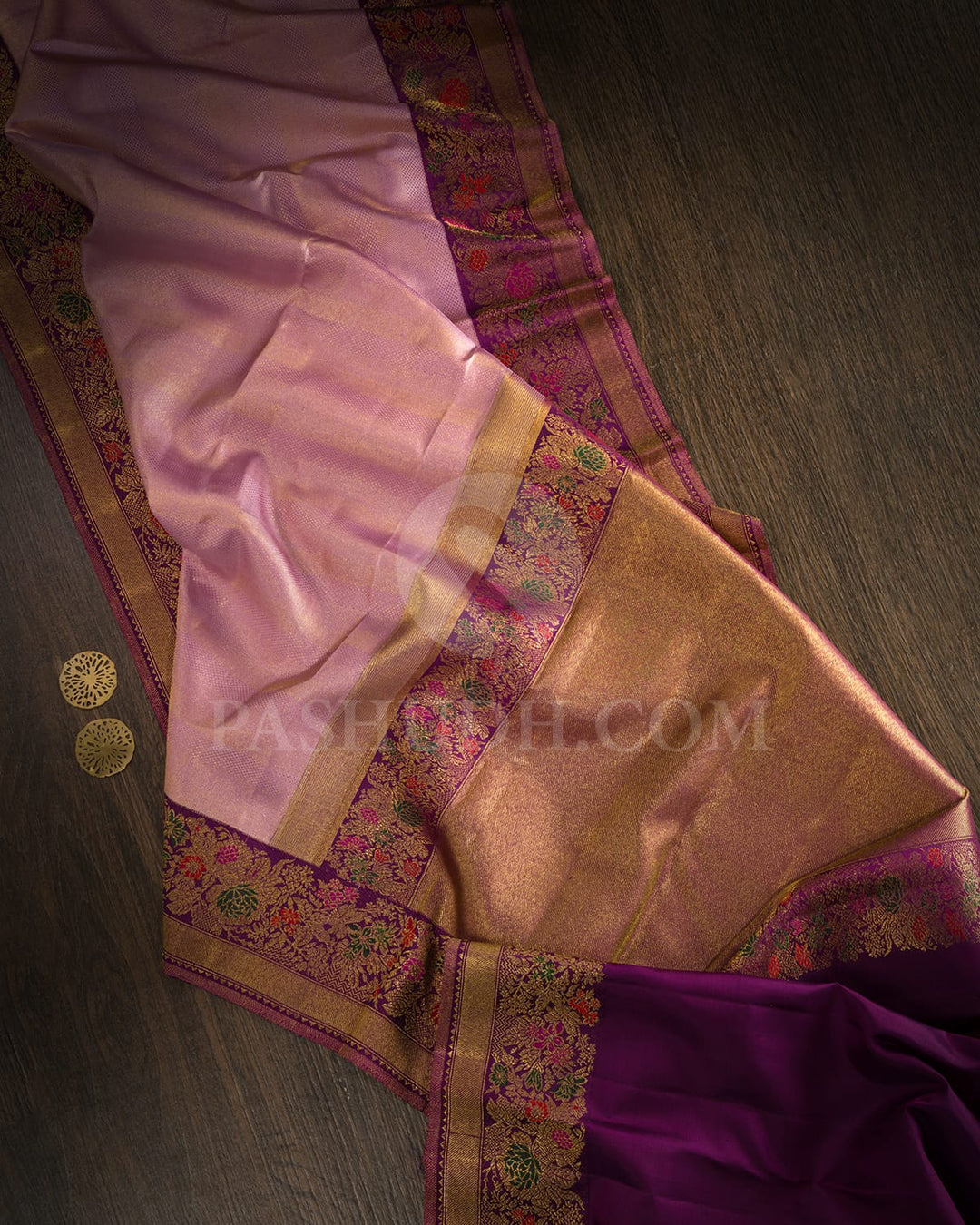 Lavender With Violet Kanjivaram Silk Saree-S1637(C)