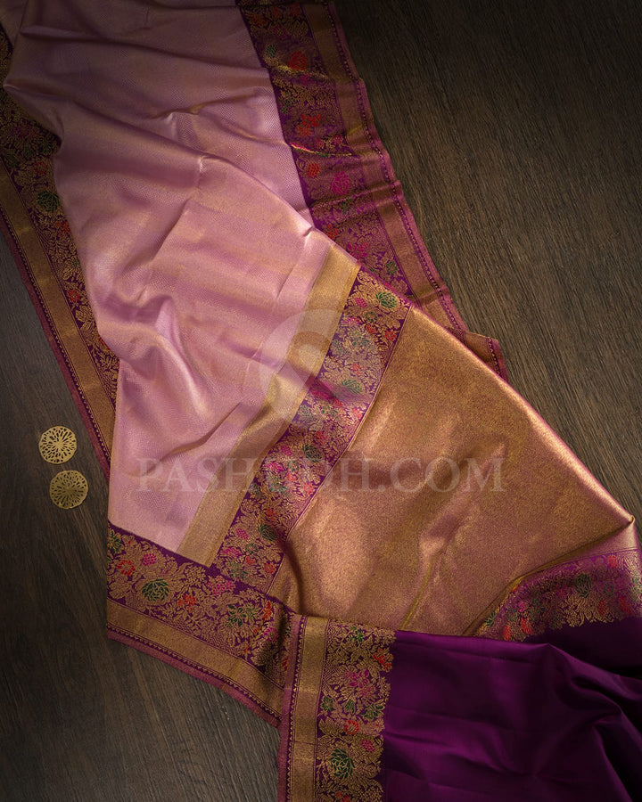 Lavender With Violet Kanjivaram Silk Saree-S1637(C)