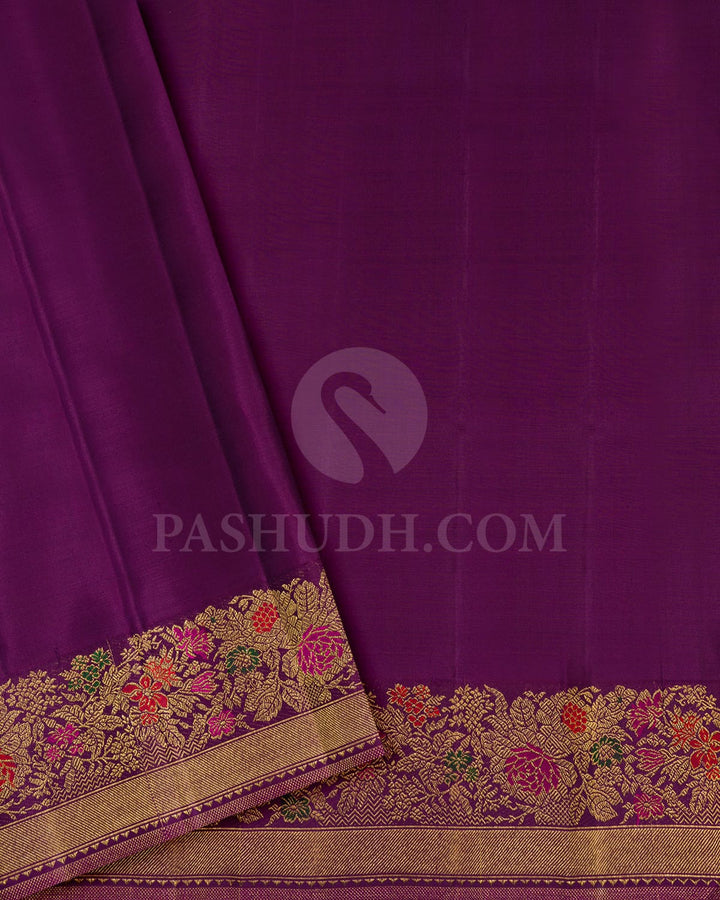Lavender With Violet Kanjivaram Silk Saree-S1637(C)