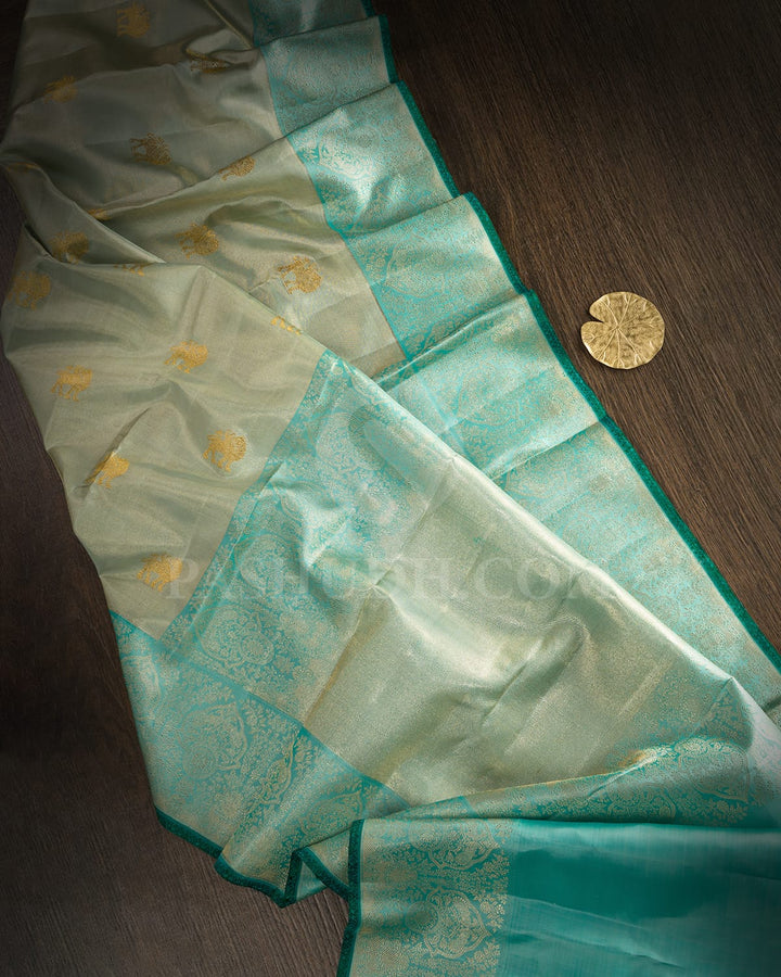 Pastel Powder Blue With Sky Blue Kanjivaram Silk Saree-S1605(D)