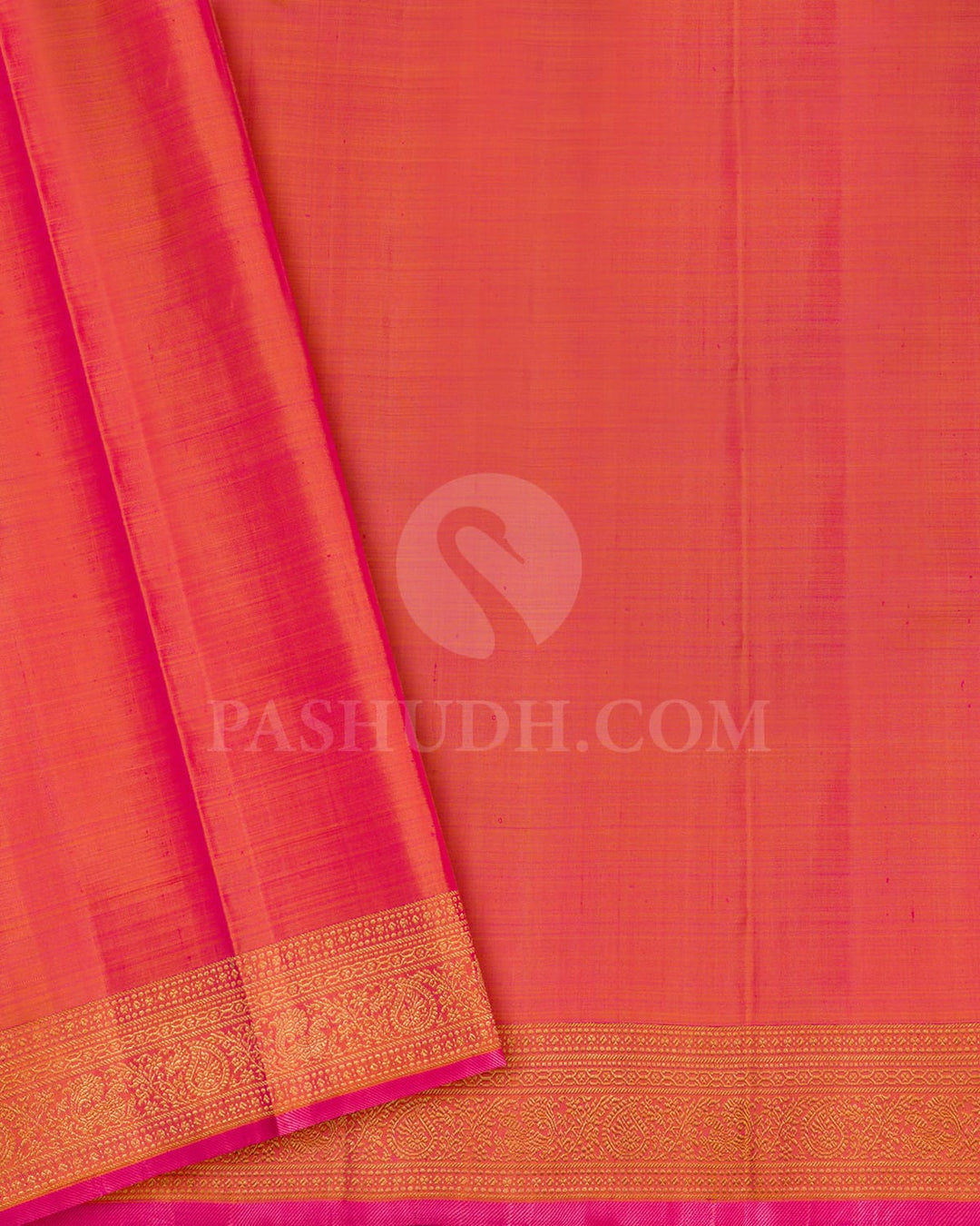 Mango Yellow With Peachy Pink Kanjivaram Silk Saree-S1517(G)