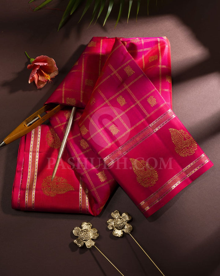 Ruby Pink Kanjivaram Silk Saree-S1622(C)