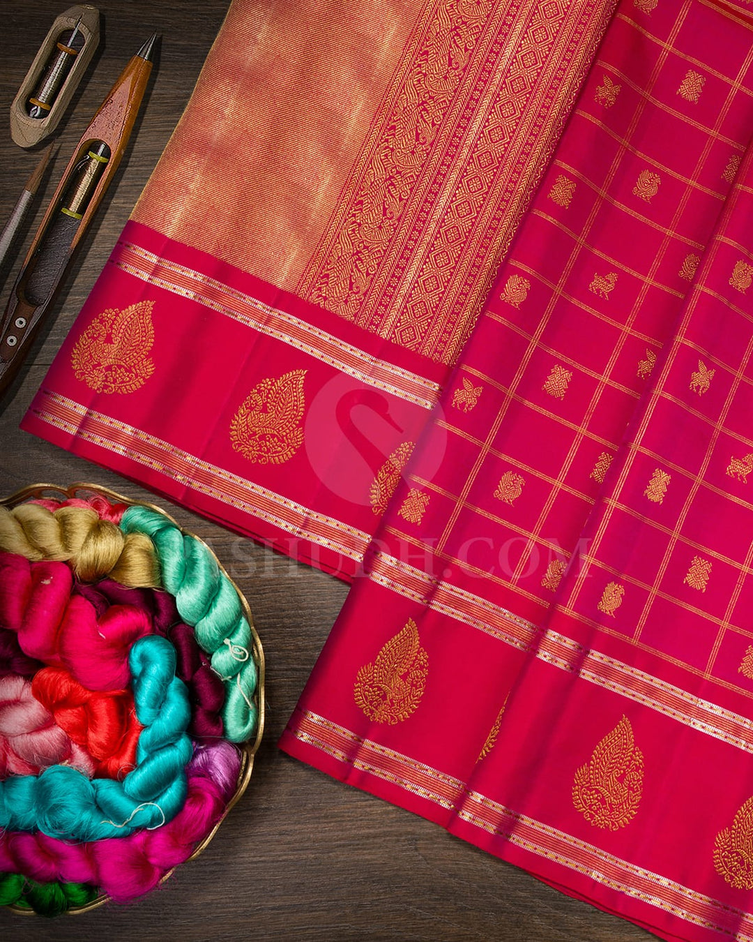 Ruby Pink Kanjivaram Silk Saree-S1622(C)