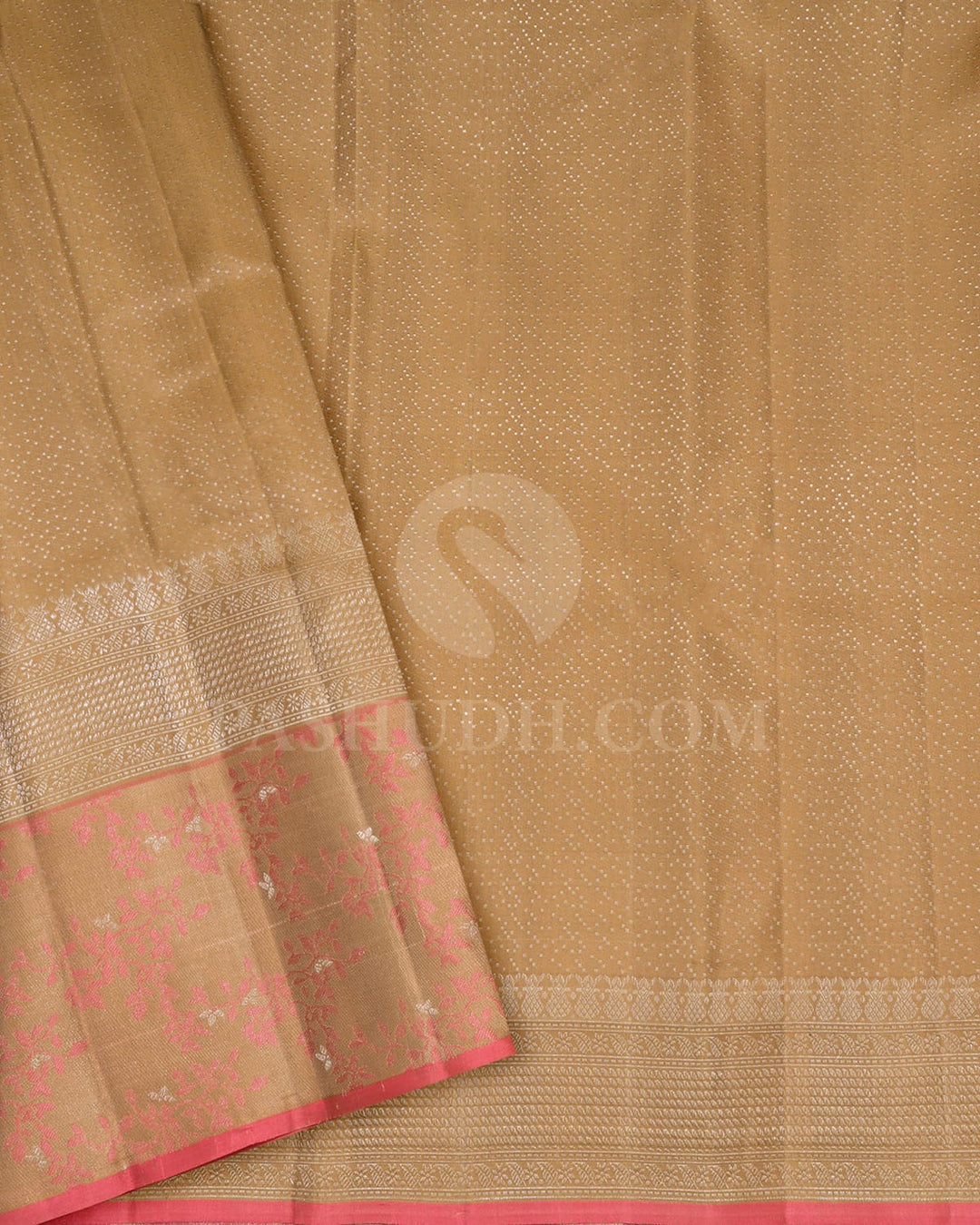 Cream With Khaki Kanjivaram Silk Saree-DJ420(C)