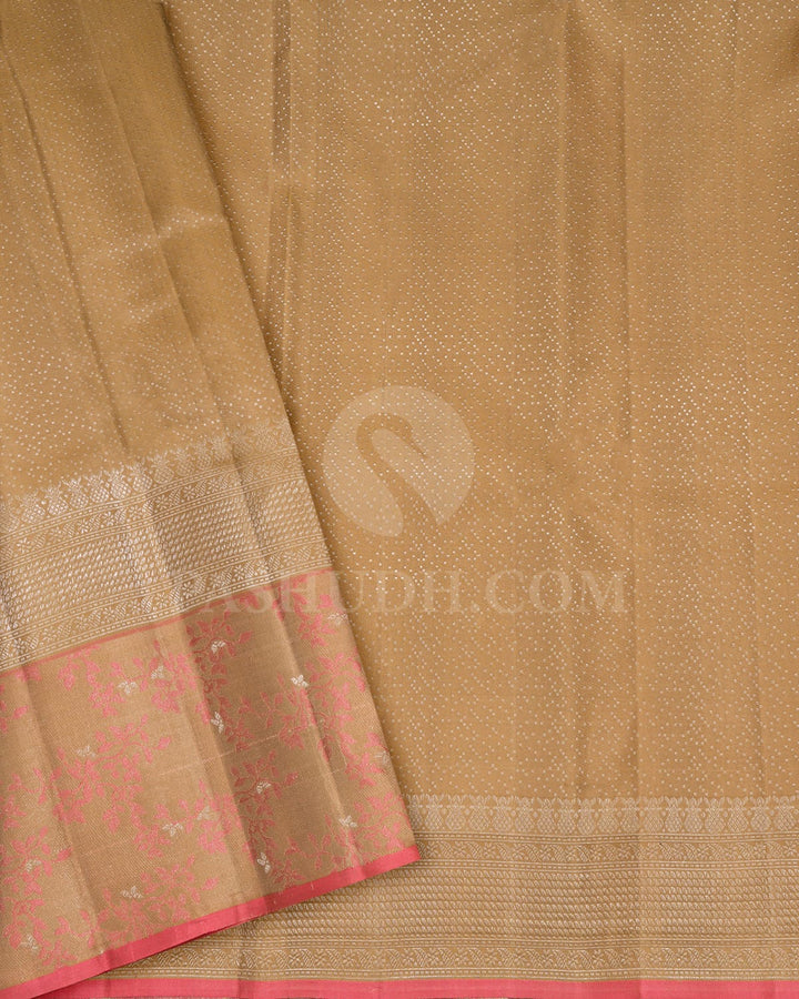 Cream With Khaki Kanjivaram Silk Saree-DJ420(C)