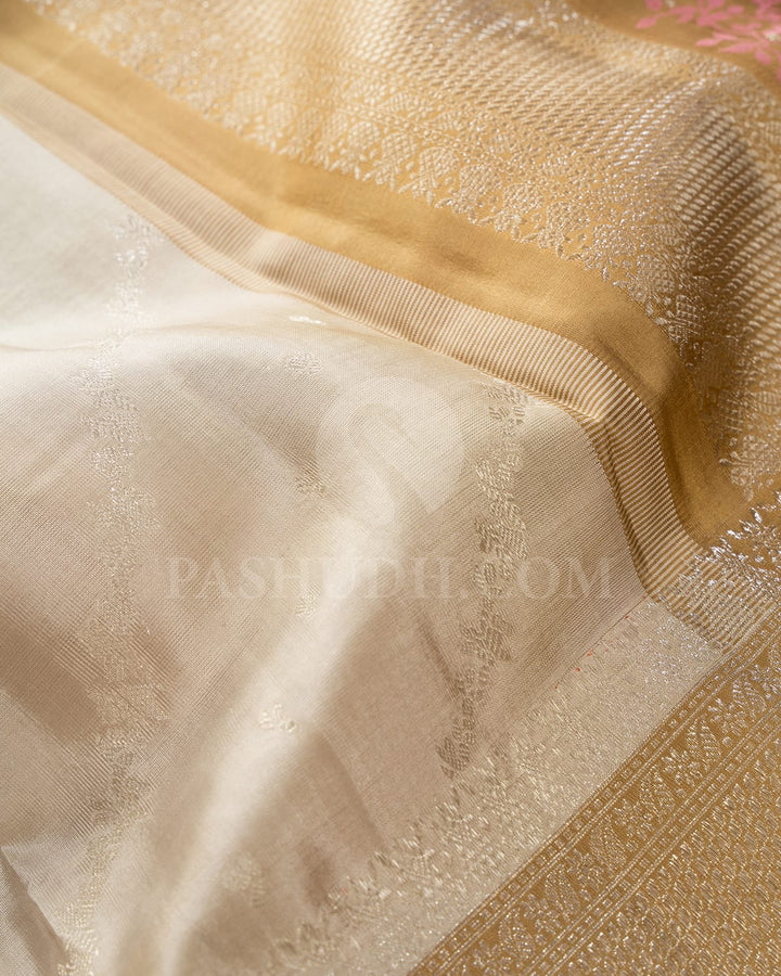 Cream With Khaki Kanjivaram Silk Saree-DJ420(C)