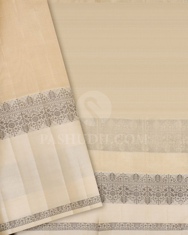 Olive Green With Ivory Semi Organza Kanjivaram Silk Saree-S1706(B)