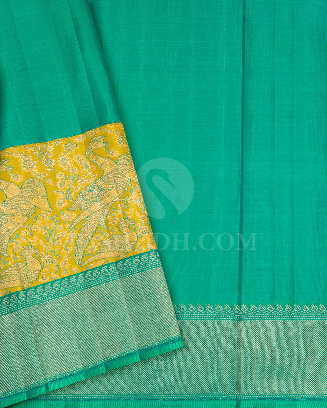 Royal Blue With Turquoise Green Kanjivaram Silk Saree-S1593(C)