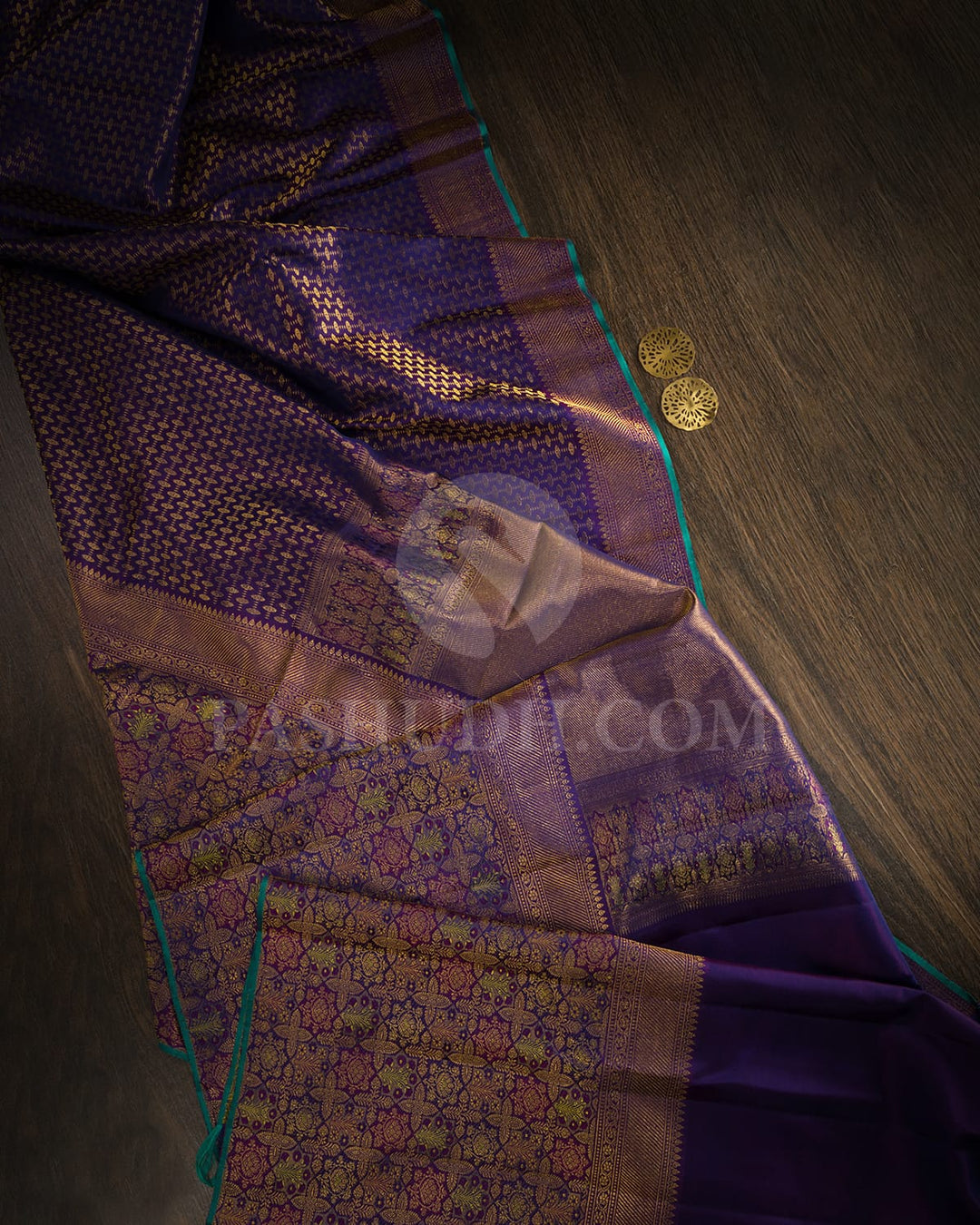Navy Blue Shot Violet Kanjivaram Silk Saree-S1191(I)