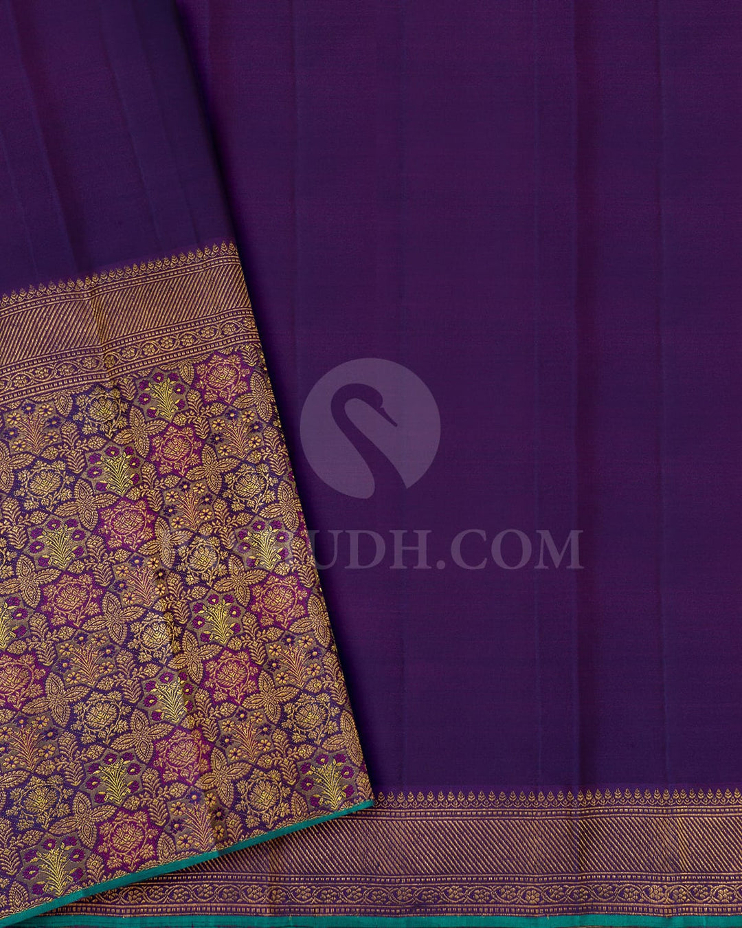 Navy Blue Shot Violet Kanjivaram Silk Saree-S1191(I)