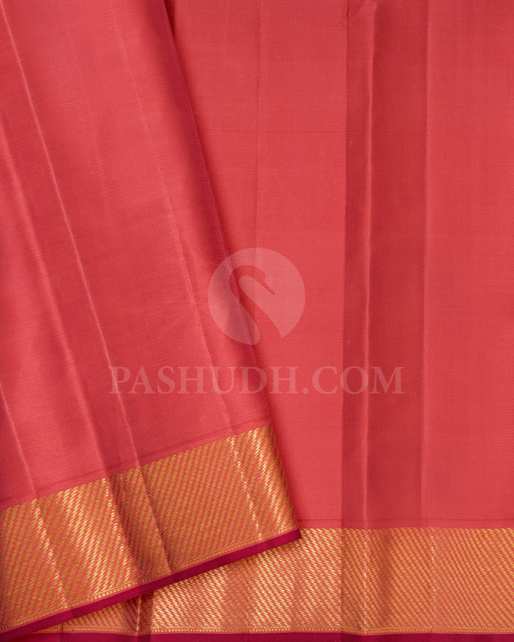 Peach And Punch Pink Kanjivaram Silk Saree-DJ442(C)