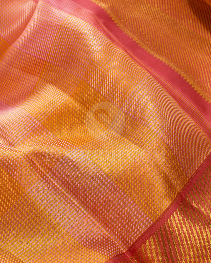 Peach And Punch Pink Kanjivaram Silk Saree-DJ442(C)