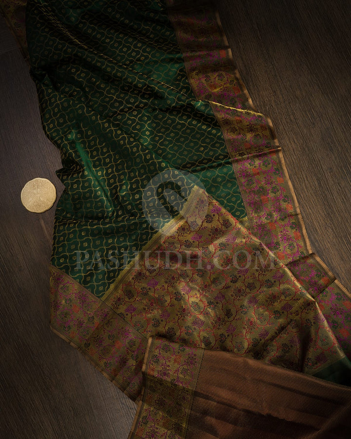 Bottle Green Kanjivaram Silk Saree-D657(C)