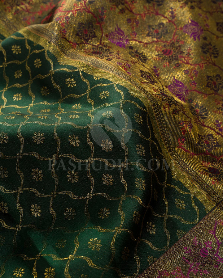 Bottle Green Kanjivaram Silk Saree-D657(C)